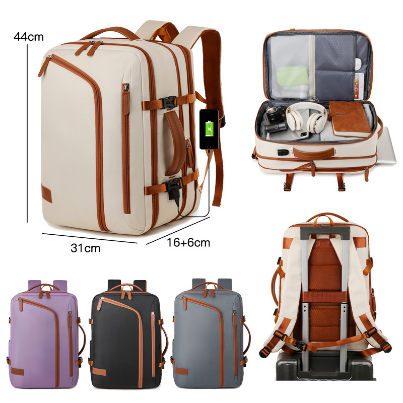 Cross-border Large Capacity Expandable USB Port Computer Bag Casual Fashion All-match Backpack Travel Student Schoolbag