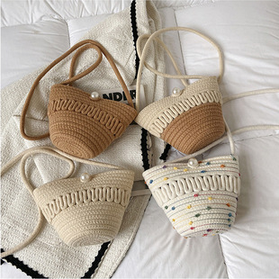 Straw bag strap, purse, mobile phone, wallet, cute key bag