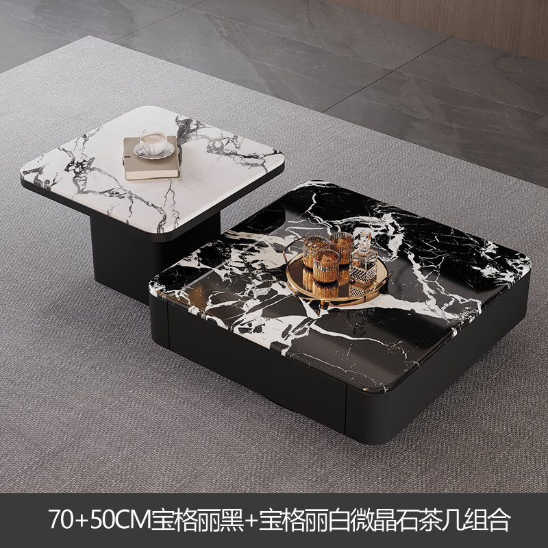 Mesa de té de lujo ligera italiana de tabla de roca moderna y simple sala de estar diseñador de alta sensación de mesa de té de mesa de té