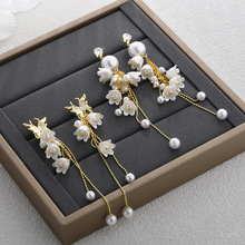 春夏韩国气质小众甜美优雅花朵蝴蝶长款流苏耳钉个性时尚耳坠耳饰