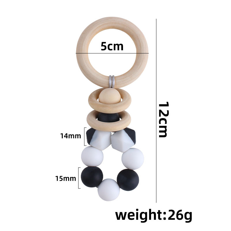 Nuevos suministros para bebés DIY creativo anillo de madera mordedor bebé calmante de dos colores de silicona de juguete dientes de molienda palo