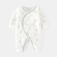 Newborn Baby Interlock Bodysuit Thin Cotton Boneless Hat for Autumn and Winter Pure Cotton Monk Suit Crawling Suit Baby Clothes