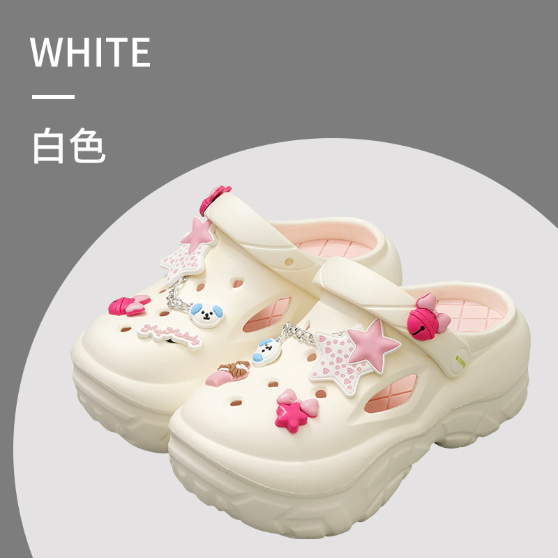 Zapatos de agujero de fondo de bizcocho de moda de celebridades de Internet, fondo grueso de mujer, antideslizante, sandalias de playa de dibujos animados lindos, otoño y verano