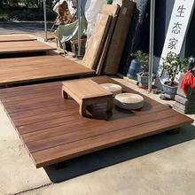 实木榻榻米老榆木地台床阳台卧室实木床民宿酒店双人床原木儿童床