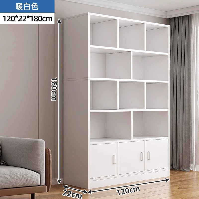 estantería de piso estantería sala de estar integrado contra la pared almacenamiento y exhibición armario de madera maciza gabinete de biblioteca doméstico con puerta de gabinete