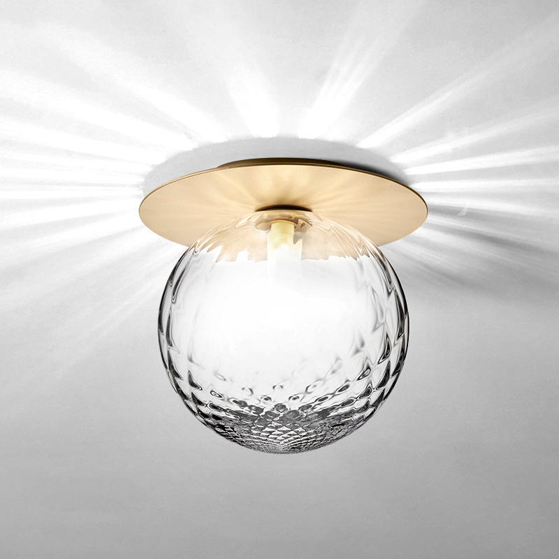 Nordic Modern Minimalist Corridor Hallway Entrance Foyer Led Light Round Glass Lampshade Ceiling Light Home Light Luxury