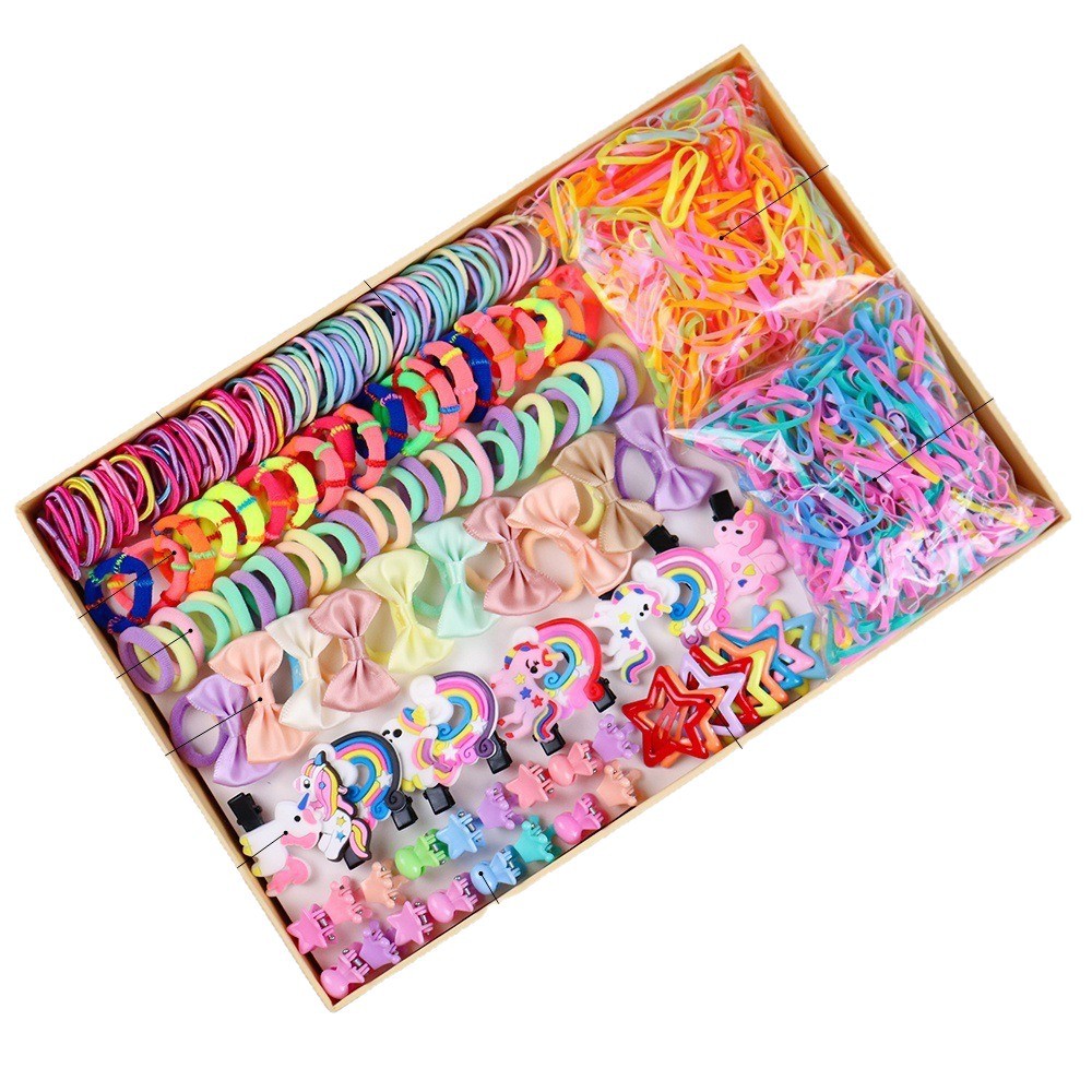 Explosiones transfronterizas de niños toque de cabello clip de cabello combinación de caja de regalo para bebés anillo de cabello para niñas clips para el cabello