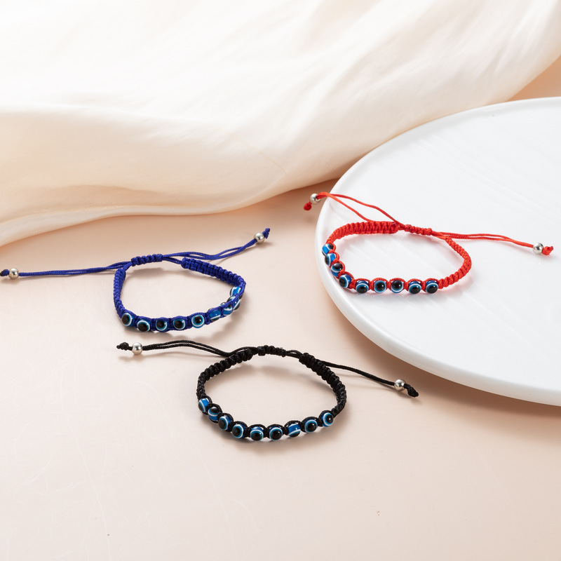 Cross-border Foreign Trade Hand-woven Bracelet Demon Evil Eye Lucky Bracelet Hamsa Blue Eye Evil Eye Bracelet Rope