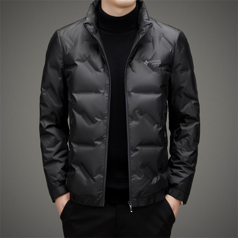 Lightweight down Jacket for Middle-Aged Men, Casual Short Style 90 Duck down Winter New Style Men's Warm Stand-Up Collar Fashionable down Outer