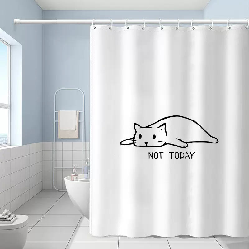 浴室遮挡隔断帘卡通浴帘防水洗澡间卫浴数码印花加厚铅坠门帘