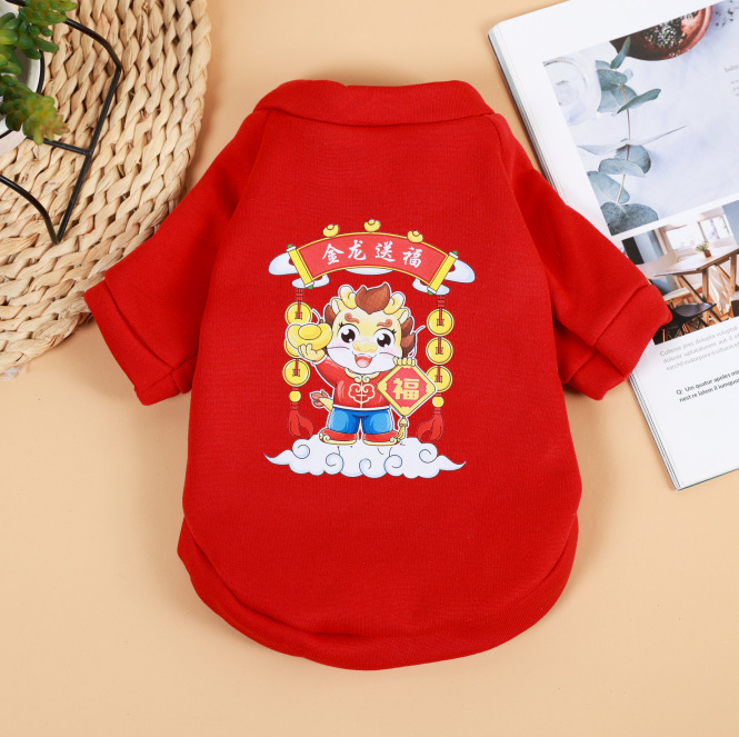 Ropa para gatos y perros Otoño e Invierno Año Nuevo ropa para perros ropa para mascotas perro cálido perro gatito festivo lindo rojo