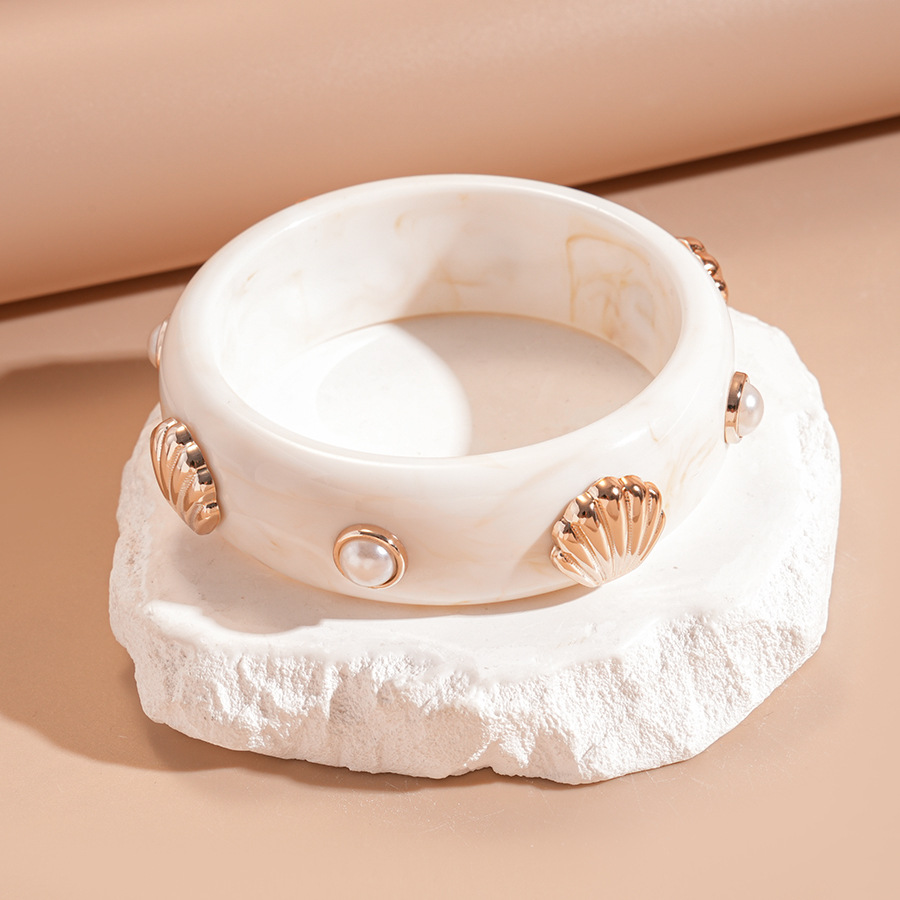 Europa y los Estados Unidos transfronterizos resina de perla geométrica pulsera redonda retro exagerada personalidad nicho de alta sensibilidad brazalete temperamento image 7