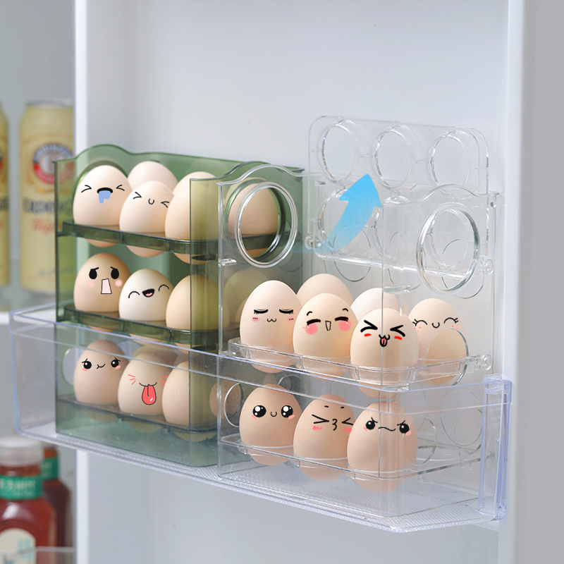 卵収納ケース食品級キッチン冷蔵庫サイドドア専用整理神器棚は、新鮮な顔を反転させることができる|undefined