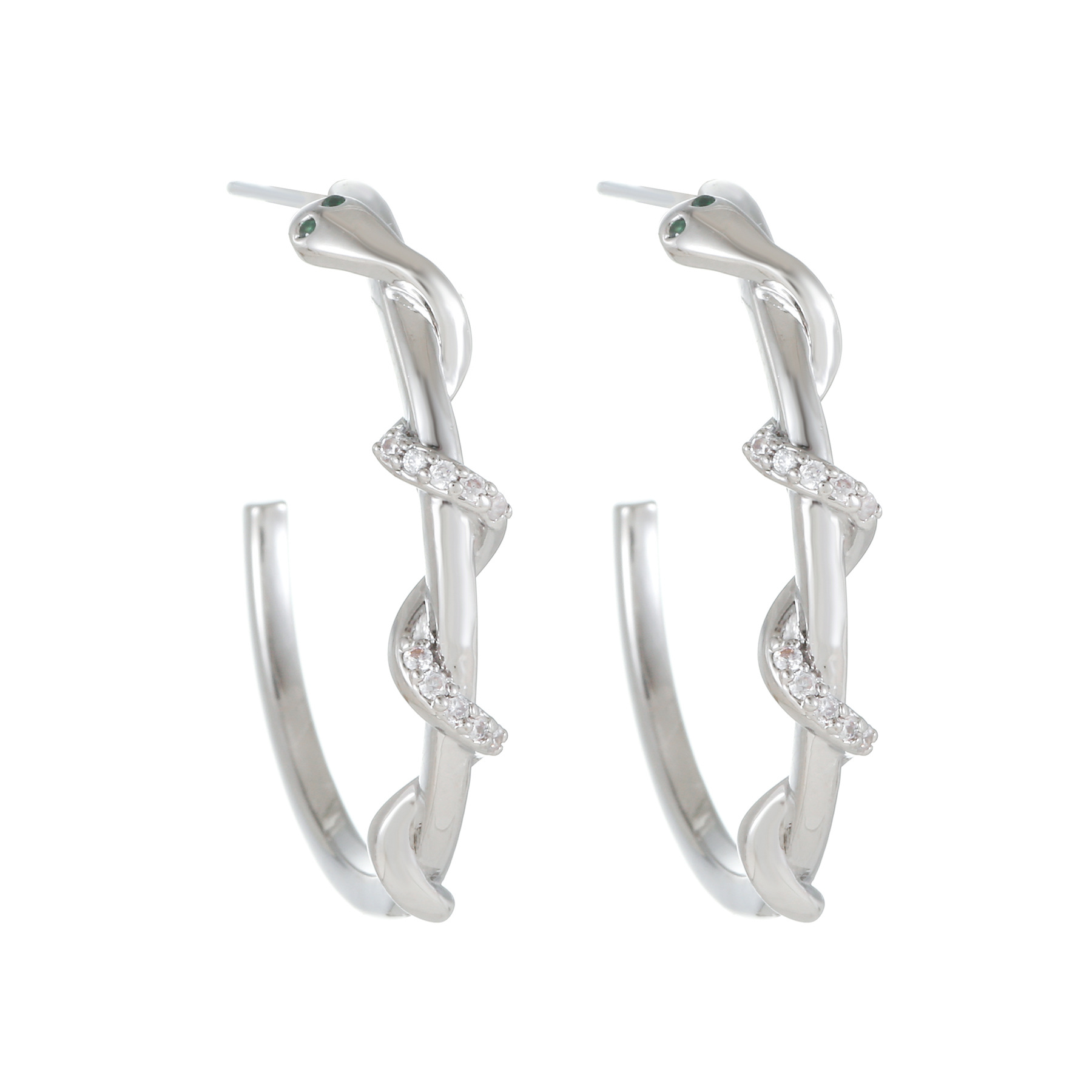 Fashion Round Copper Plating Zircon Earrings 1 Pair