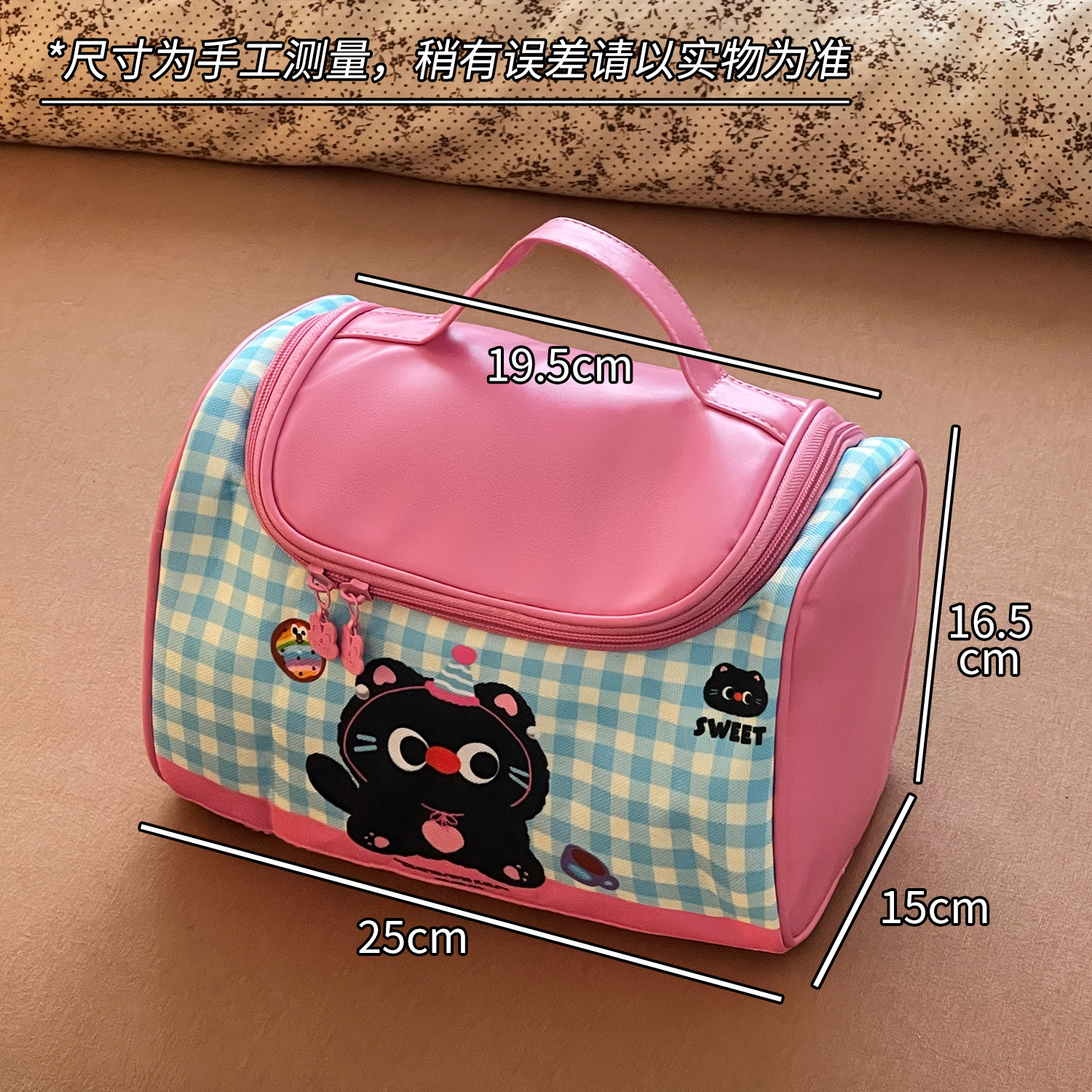 Bagos de maquillaje de gato portátiles de gran capacidad 2025 nuevos viajes lindos bolsa de almacenamiento de productos de lavado y cuidado de la piel