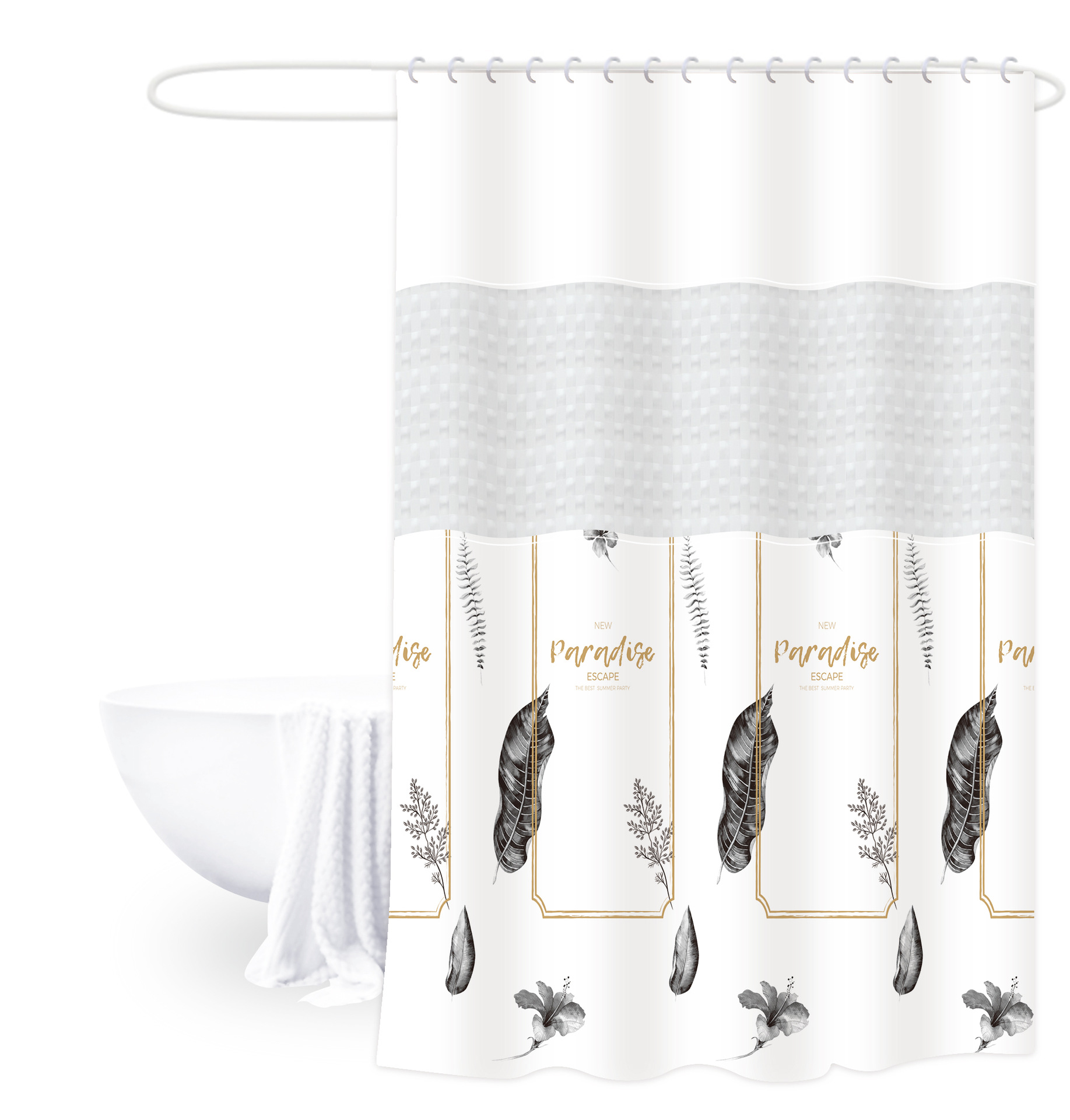 180*200 impresión engrosada de empalme cortina de ducha cortina de baño peva semi-transparente baño impermeable baño partición cortina de ducha