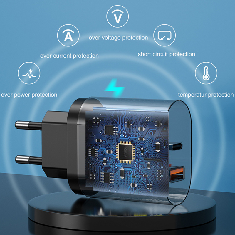 Nuevo cargador de teléfono móvil PD12W 5V2. 4A cabeza de carga tipo-c PD cabeza de carga adaptador estándar británico europeo y americano