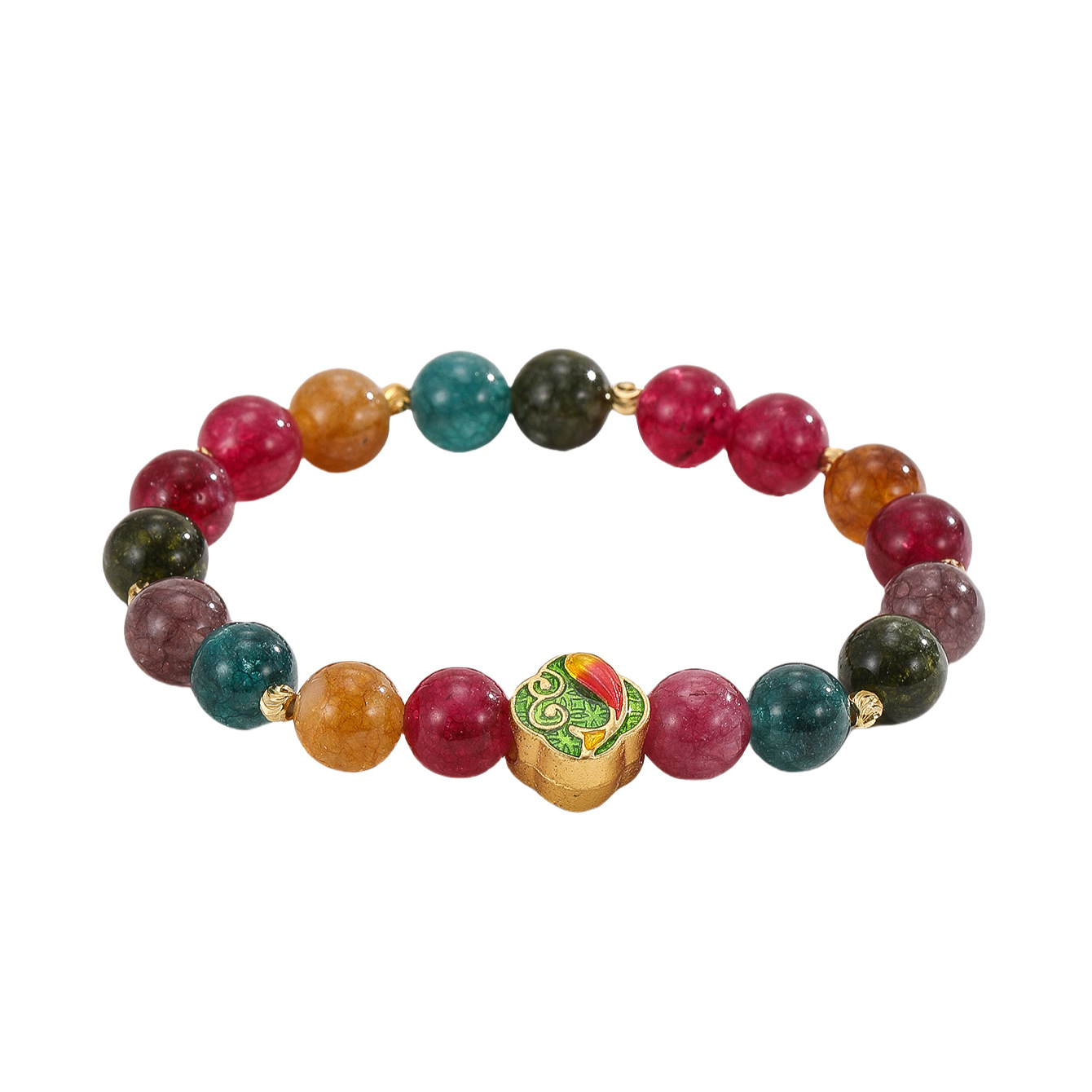Pulsera de cristal de fresa de piedra natural orquídea colgante de campana de viento nacional lugar escénico para poner puestos nuevos joyeros chinos al por mayor
