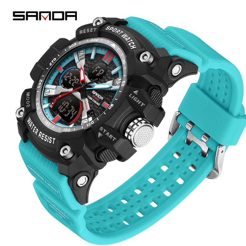 Sanda reloj de venta caliente deportes para estudiantes reloj electrónico luminoso fresco tendencia de moda reloj electrónico impermeable