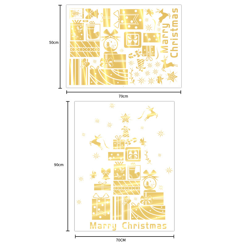 クリスマス装飾品シール金色大クリスマスツリー貼り画元日デパートガラスショーウインドーシーン配置貼り|undefined