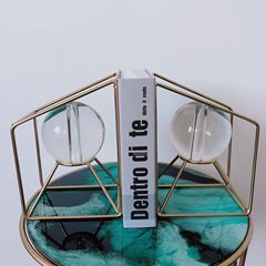 Book Stand Decor Nordic Light Luxury European Feng Shui Crystal Ball Iron Wire Shelf Accent Book Sustainer Bookend Book Support