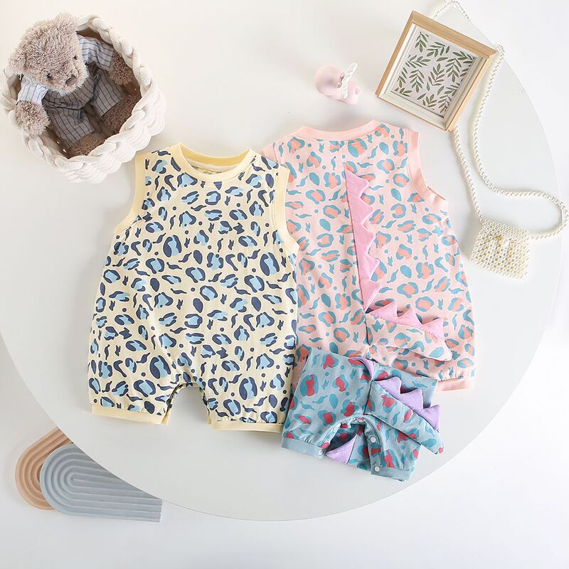 [Jiao] Summer New Wide-shouldered Dinosaur Leopard Print Three-dimensional Small Tail Men's and Women's Treasure Sleeveless Suit