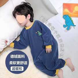 儿童睡衣加厚连体中大童睡袋恐龙宝宝秋冬季爬服长袖防踢被家居服