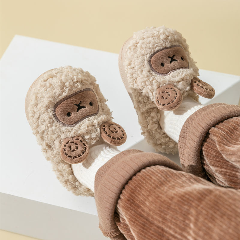 Zapatillas de algodón para niños para interiores, bolsas de lana lindas, zapatillas de algodón para niños, niñas, zapatillas de invierno para bebés