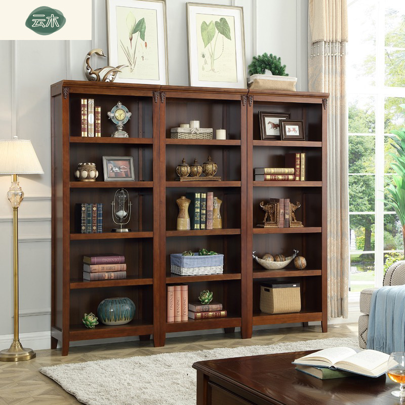 Modern Minimalist Bookshelf, Small Apartment Solid Wood Bookcase, Multi-Layer Chinese-Style Bookcase, Vintage-Style Bookshelf, Bedside Table Shelf