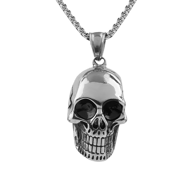 Skull Pendant Necklace Titanium Stainless Steel For Men_voghion.com