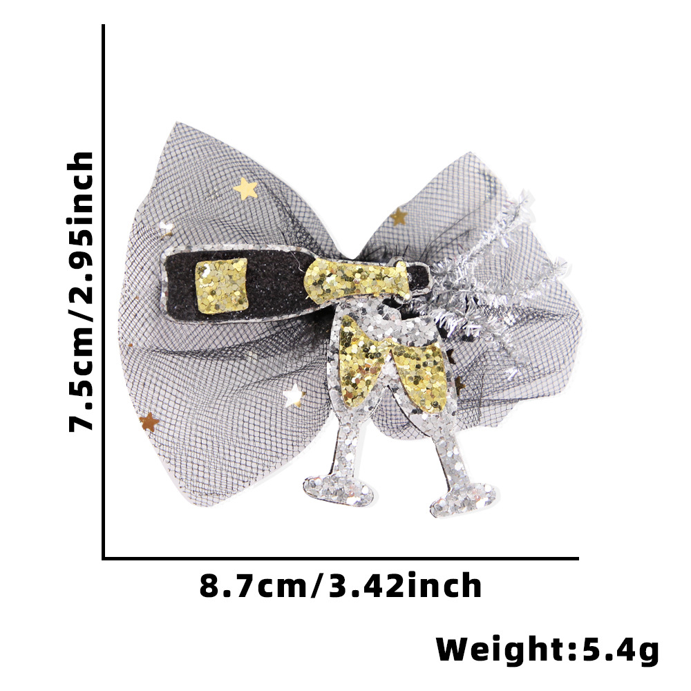 Transfronterizo nuevo oro negro Año Nuevo horquilla accesorios para el cabello Europeo y Americano Navidad Año Nuevo tema Fiesta decoración newyear horquilla