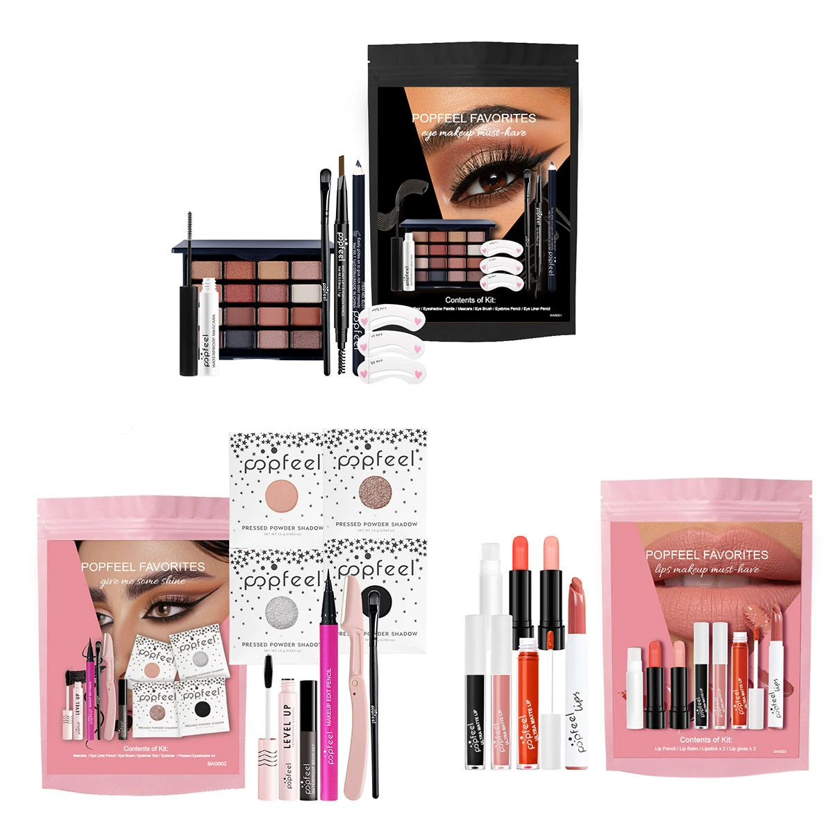 POPFEEL Макияж Набор Портативный Тени для губ Губная помада карандаш для глаз карандаш для бровей косметический набор