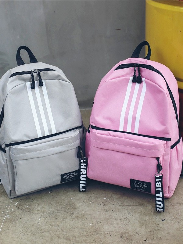 Nueva lona de tres barras mochila de moda coreana mochila de escuela secundaria mochila de viaje para hombres y mujeres mochila de escuela secundaria