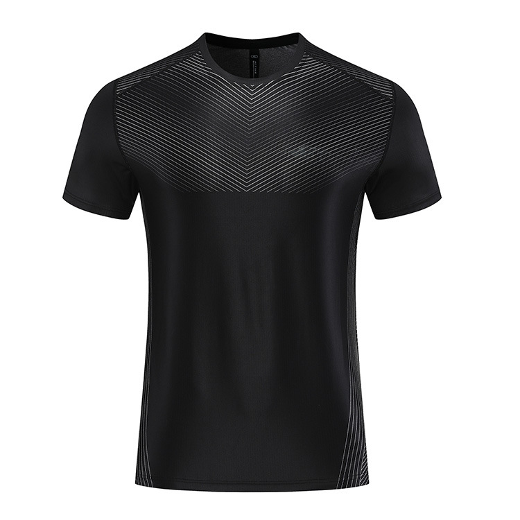 Moda casual rayas deportes de secado rápido de manga corta de los hombres Slim running t-shirt sudor-absorbente transpirable entrenamiento de baloncesto ropa de entrenamiento