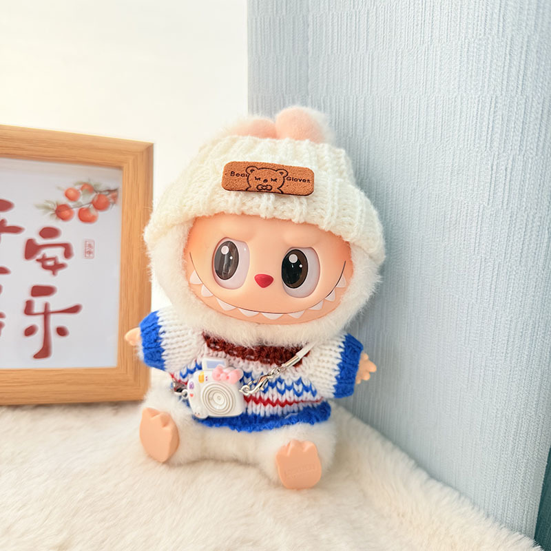 Solo ropa] Llavero de primera y segunda generación Labubu colgante de ropa Rabubu ropa de bebé suéter de punto traje de sombrero