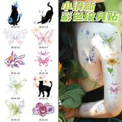 新しい色の花火の猫の蝶の小さい清新な刺青は女子学生の腕の指の刺青を貼って高級感のinsを貼ります。