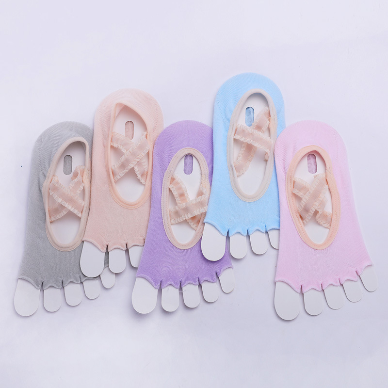 [Factory Wholesale] Cross Strap Half Finger Five Finger Yoga Socks Dig Hole Yoga Dance Sports Gym Socks