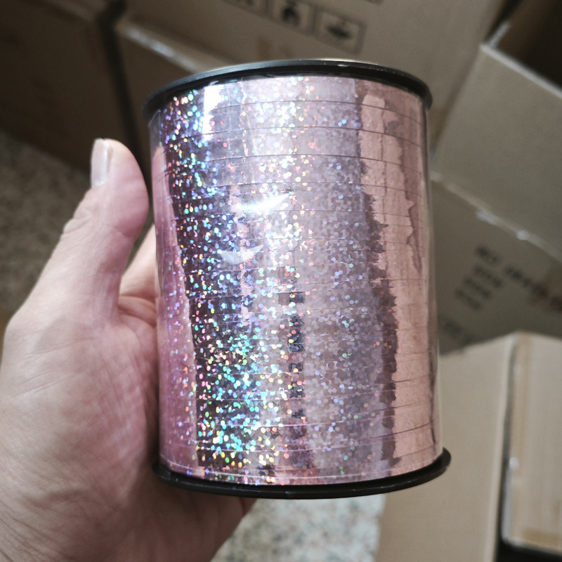 500 yardas de globo de cinta de color láser película de aluminio de cinta de color embalaje de regalo de cuerda de tracción de cuerda de bandera embalaje de regalo