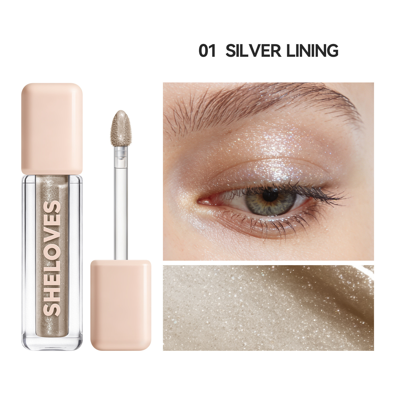 Cross-Border Beauty Products Sheloves Liquid Eyeshadow, Single-Color Fine Shimmer Eyeshadow Cream, Wholesale Makeup