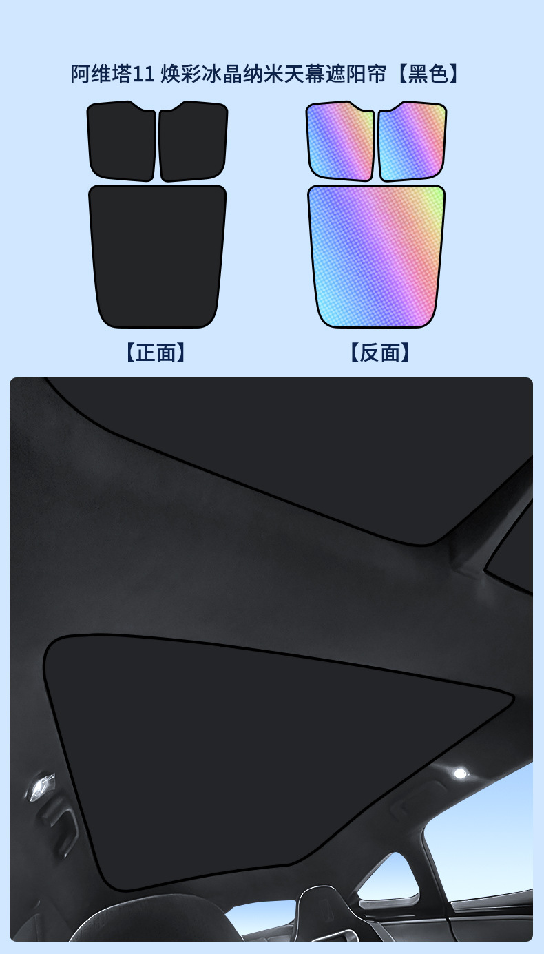 Suitable for 22 Models of Avita 11 Sunroof Ice Crystal Sunshade, Heat Insulation, Sun Protection, Privacy, Camping Sunshade, Opaque