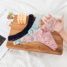 亚马逊 蕾丝女士内裤性感女丁字裤T裤 透明蕾丝性感内裤女棉档