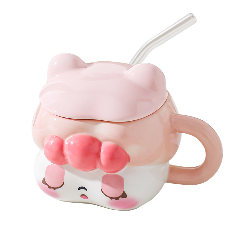 Creativa y encantadora chica taza de paja de cerámica taza para una chica mejor amiga práctica regalo de cumpleaños taza acompañante regalo