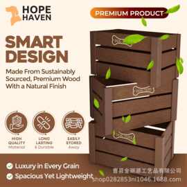 跨境实木狗狗玩具箱木条箱客厅宠物用品整理盒零食盒木质储物盒