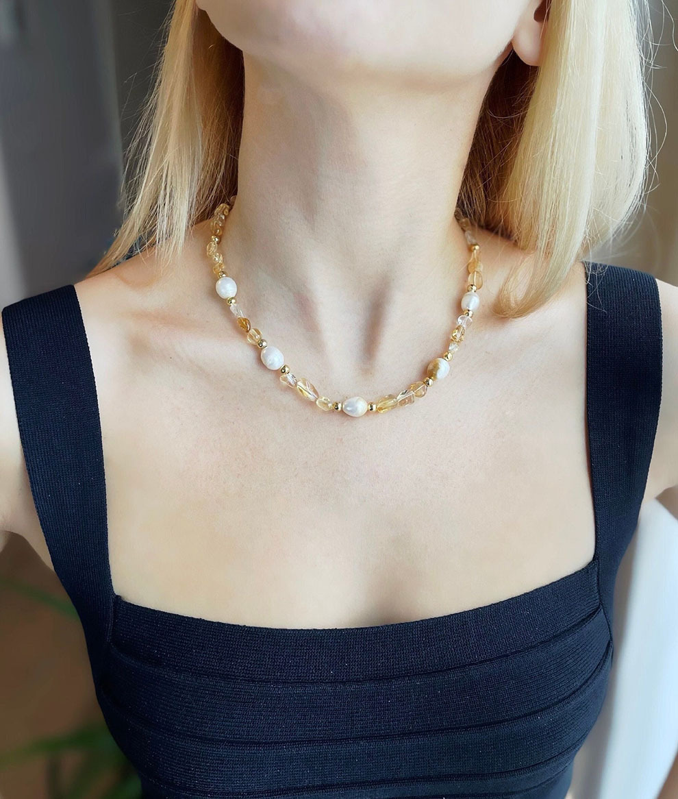 41g Weight 18K Gold Plated Plating Material Necklace Classification Titanium Steel Chain Material IG Style Geometric Natural Stone Freshwater Pearl Titanium Steel 18K Gold Plated Necklace In Bulk