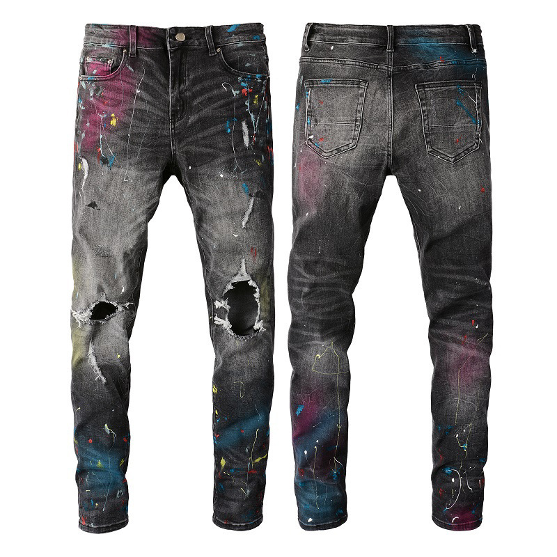 Men's High Street Ripped Jeans Men's Splash Ink Pants Men's Street Graffiti Spray Paint Ripped Pants Stretch Slim 5636 Men's High Street Ripped Jeans Men's Splash Ink Pants Men's Street Graffiti Spray Paint Ripped Pants Stretch Slim 5636