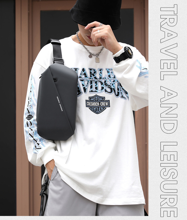 New cross-border men's waist bag, outdoor sports mobile phone bag, multi-functional large-capacity chest bag, casual single-shoulder crossbody bag undefined
