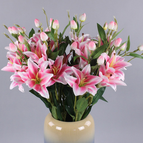 6 Lilies Home Decor Lilies Wholesale Wedding Photography Props Fragrant Lily Artificial Flower Simulation Flower