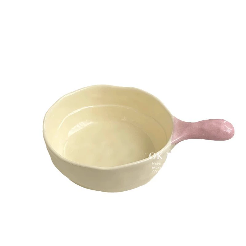 Cream high quality tableware, handle, ceramic soup bowl