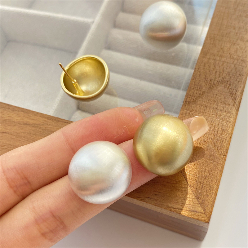 Retro Round Copper Plating Ear Studs 1 Pair
