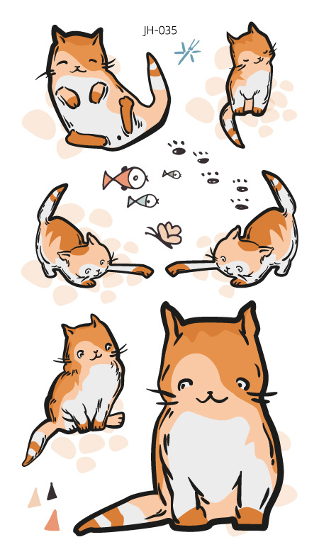 Protección del medio ambiente a prueba de agua sudor desechable lindo gato divertido tatuaje pegatinas cicatriz personalizada cubriendo fresco hombres y mujeres tatuaje